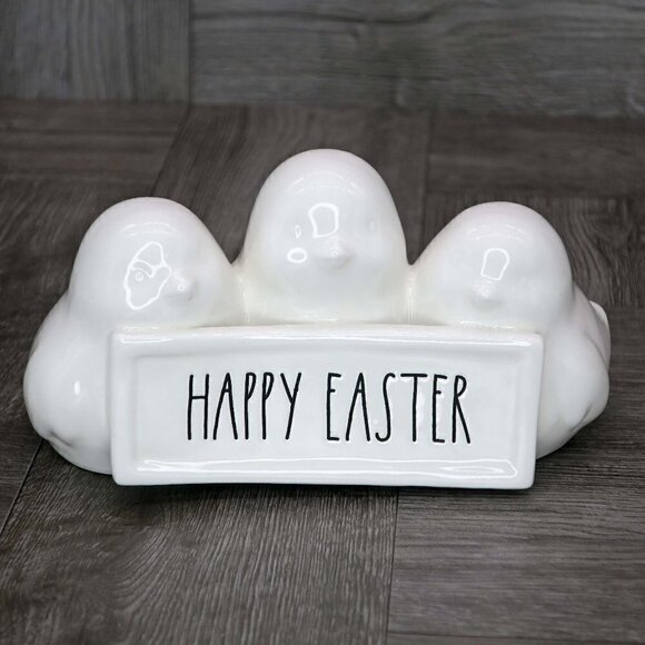 Rae Dunn Happy Easter Table Holiday Room Decor 3 Chicks Trio Spring Ceramic - Picture 1 of 4
